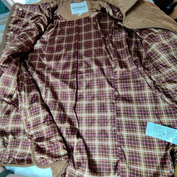 Bridge Hampton Isaac Mizrahi Faux Suede Quilted Barn Coat Medium Tan Western - Picture 9 of 14